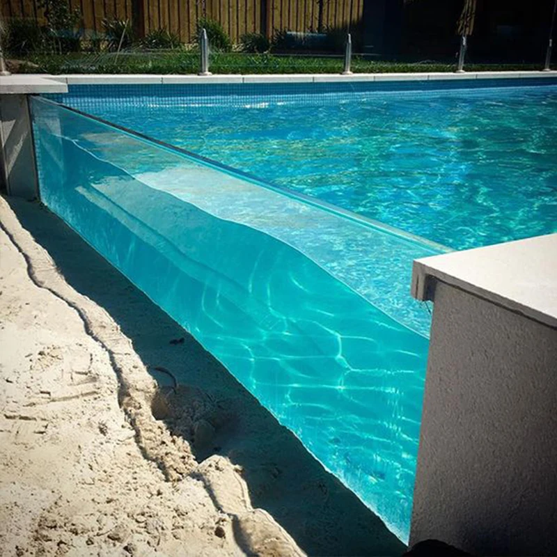 customized fiberglass large big acrylic panel glass wall window pool swim spa above ground glass swimming pool