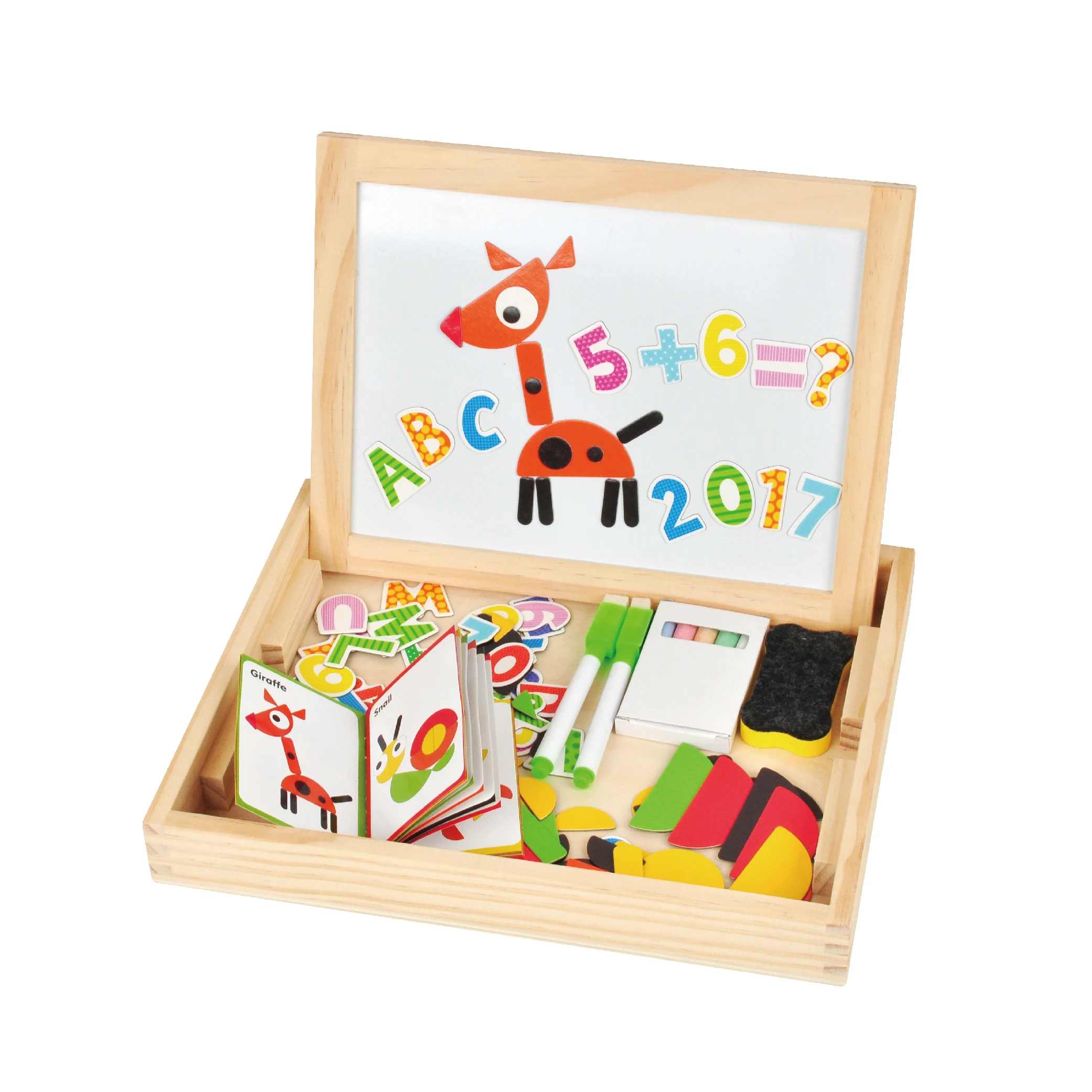 Multi-functional educational toy 3d magnetic jigsaw puzzle drawing board wooden magnetic toy