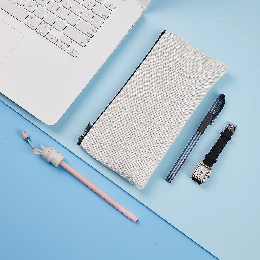 380g  linen Solid Canvas Pencil Pen Bag Large Capacity Creative Korea Fabric Pencil Case For School