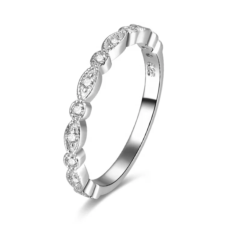 POLIVA Hot Selling Branded Women Jewelry White Gold Plated Fashion Couple Eternity Band 925 Sterling Silver Ring