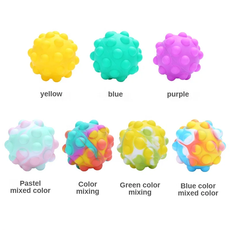 High Quality Fun Fidget Cube Toy Holes Magic Rainbow 3d Ball silicone Push pop bubble fidget squeeze toy For Kids