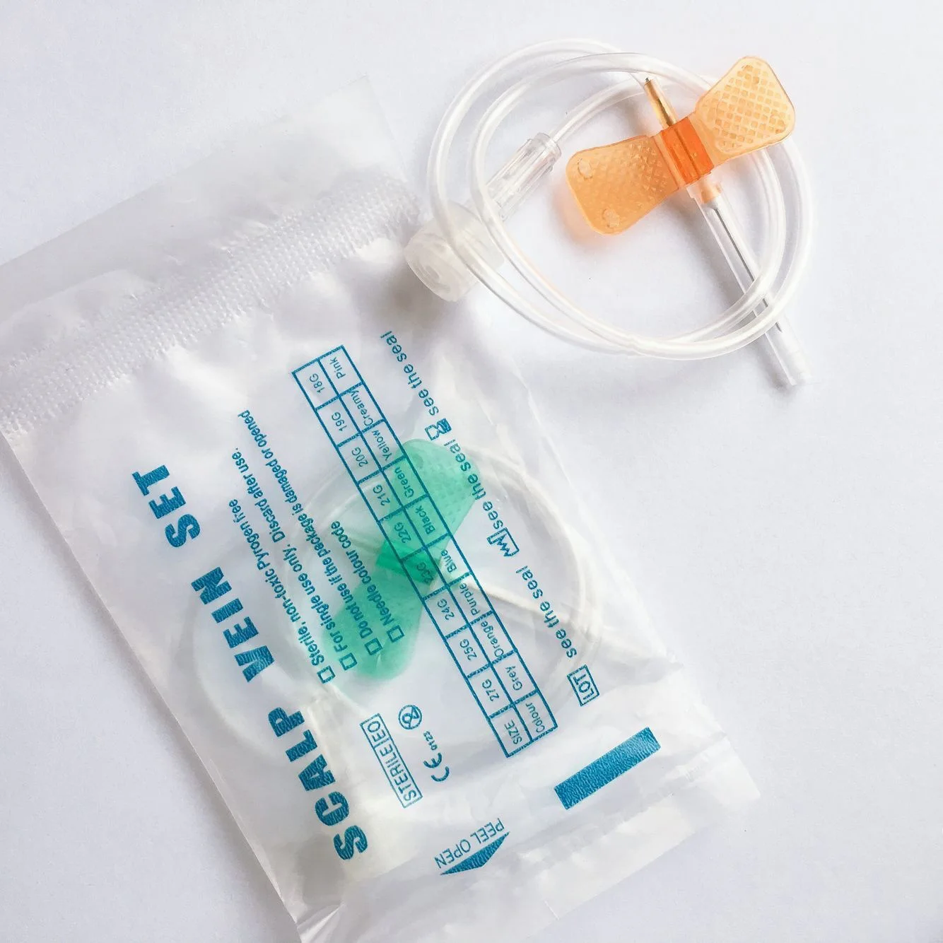 Disposable scalp vein set butterfly winged iv administration double wing infusion needle manufacturer 25G gauge 27 luer slip
