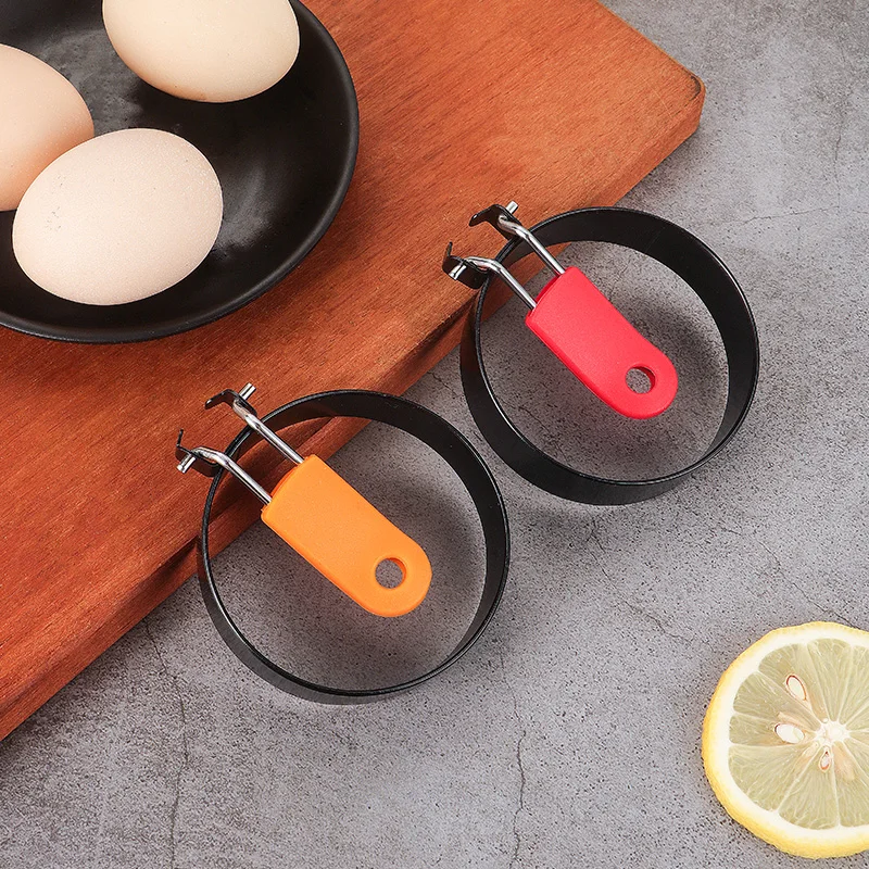 Amazon Hot Sale Kitchen Accessories Round Nonstick Egg Ring Breakfast Cooking Tool Omelette Mold Silicone Handle Omelette Mold