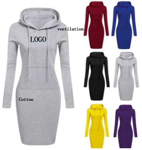 Модный однотонный Зимний вязаный однотонный корсет с карманами в США, дешевое повседневное женское платье с капюшоном