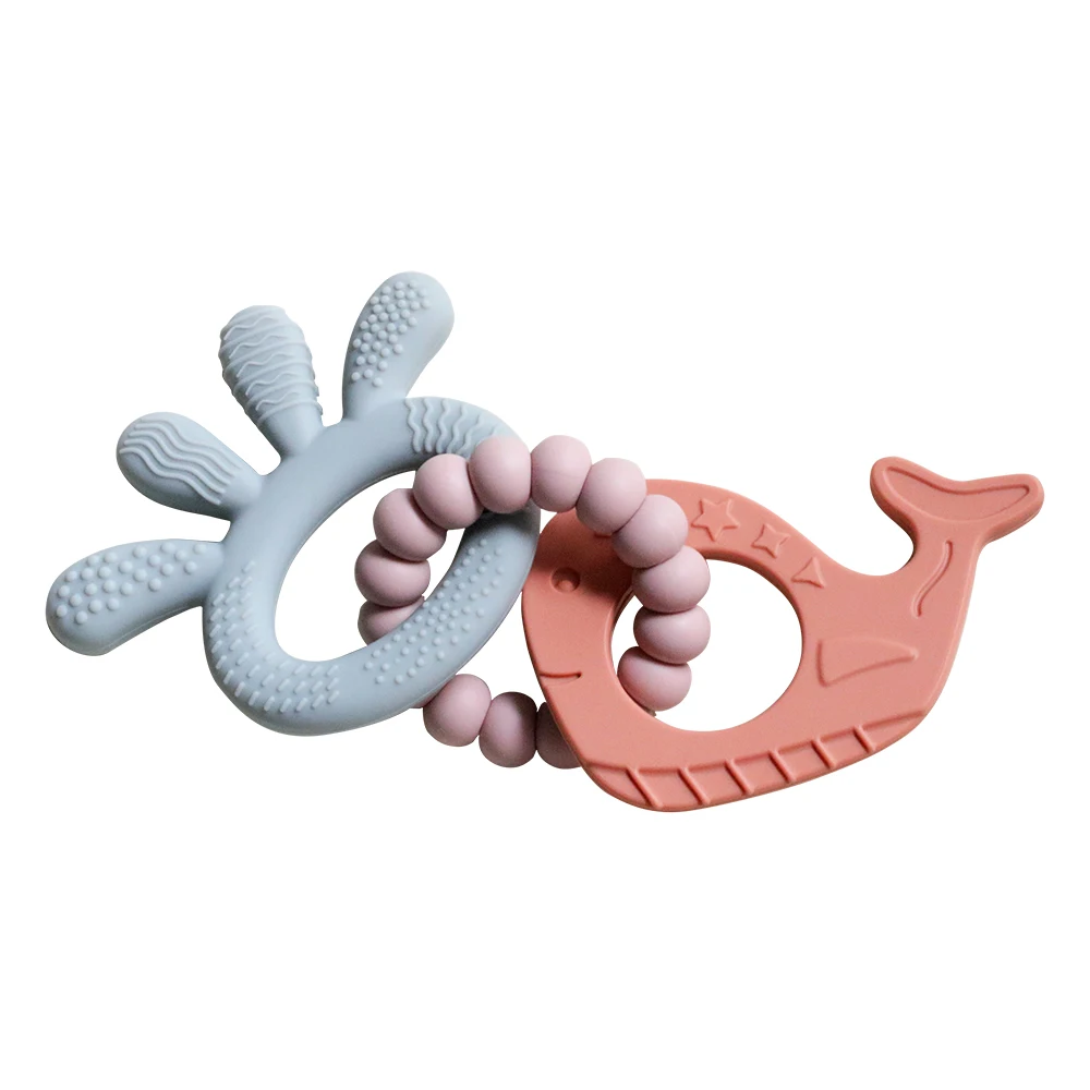 LoveBond BPA Free Food Grade Silicone Whale Baby Soothing Teether Silicone Baby Teethers Bracelet Baby Chew Toy