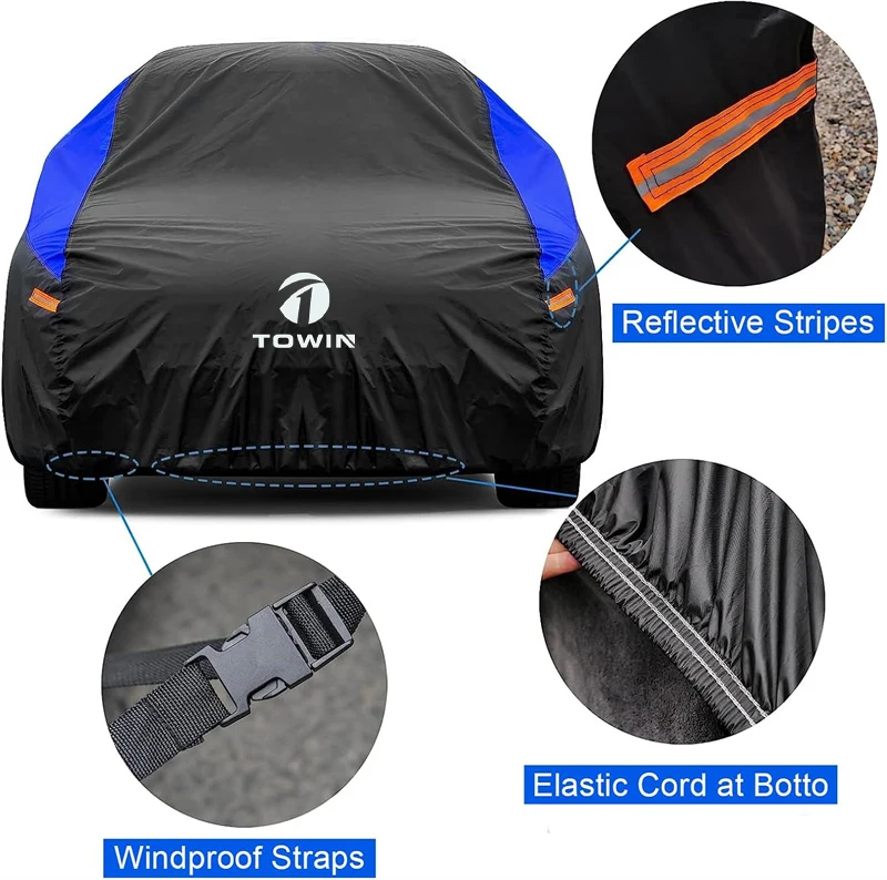 Outdoor Universal Polyester Full Car Covers Waterproof All Weather UV Protection Sedan/SUV Car Cover