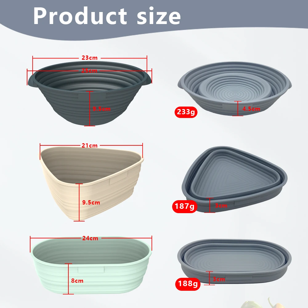 Silicone Bread Proofing Basket Set,  Collapsible Thickened Banneton for Home Sourdough Bakers Baking with Essential Tools