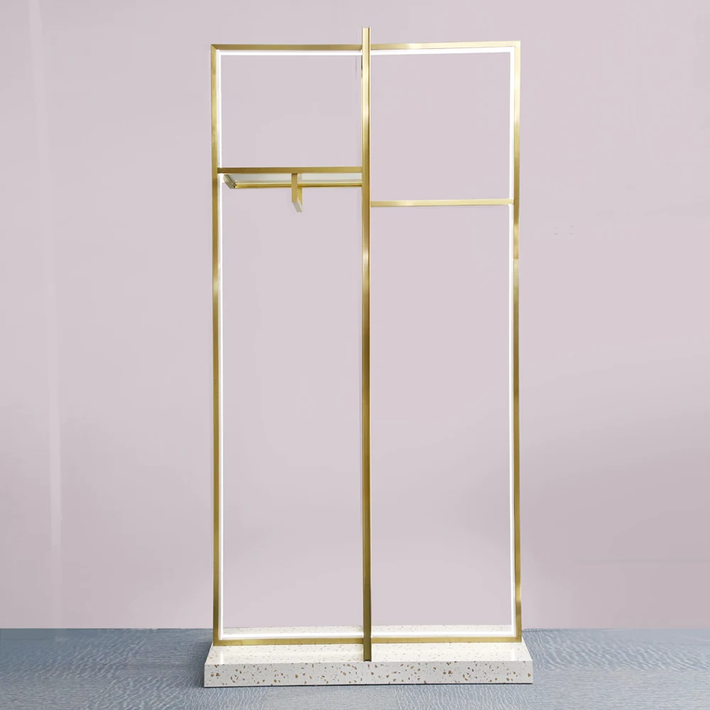 Luxury Store Shopping Fitting Wall Clothing Display Racks Clothes Stand Shelves For Retail Store Furniture