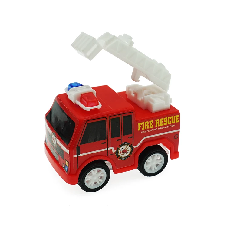 Plastic Pull Back Fire Fighting Truck For Kids 75mm Capsule Toys