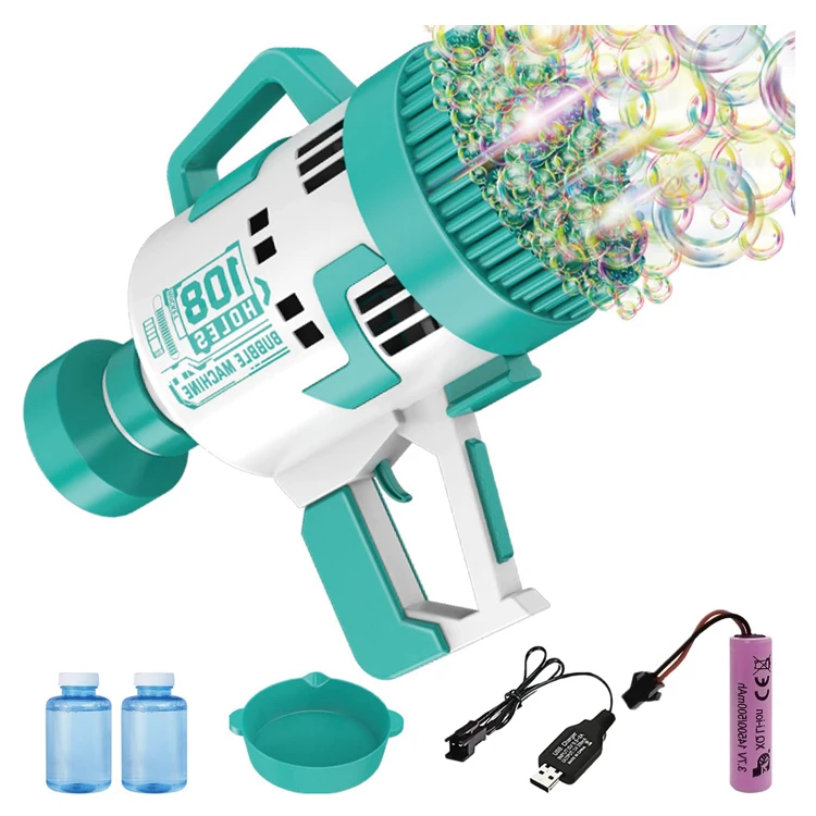 Hot Selling 108 Hole Machine Bubble Gun For Kids Toy Gun Bazooka Rocket Bubble Launcher Bubble Gun for Outdoor Indoor Games