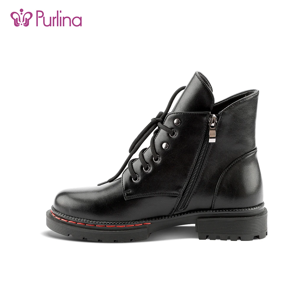 
China cheap oem odm lace up flat ankle leather boots ladies 