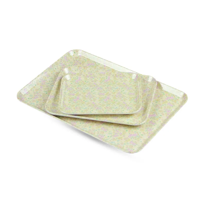 Прямоугольный жесткий пластиковый лоток с принтом под заказ экологически чистые меламиновые подносы для еды и напитков домашнего использования