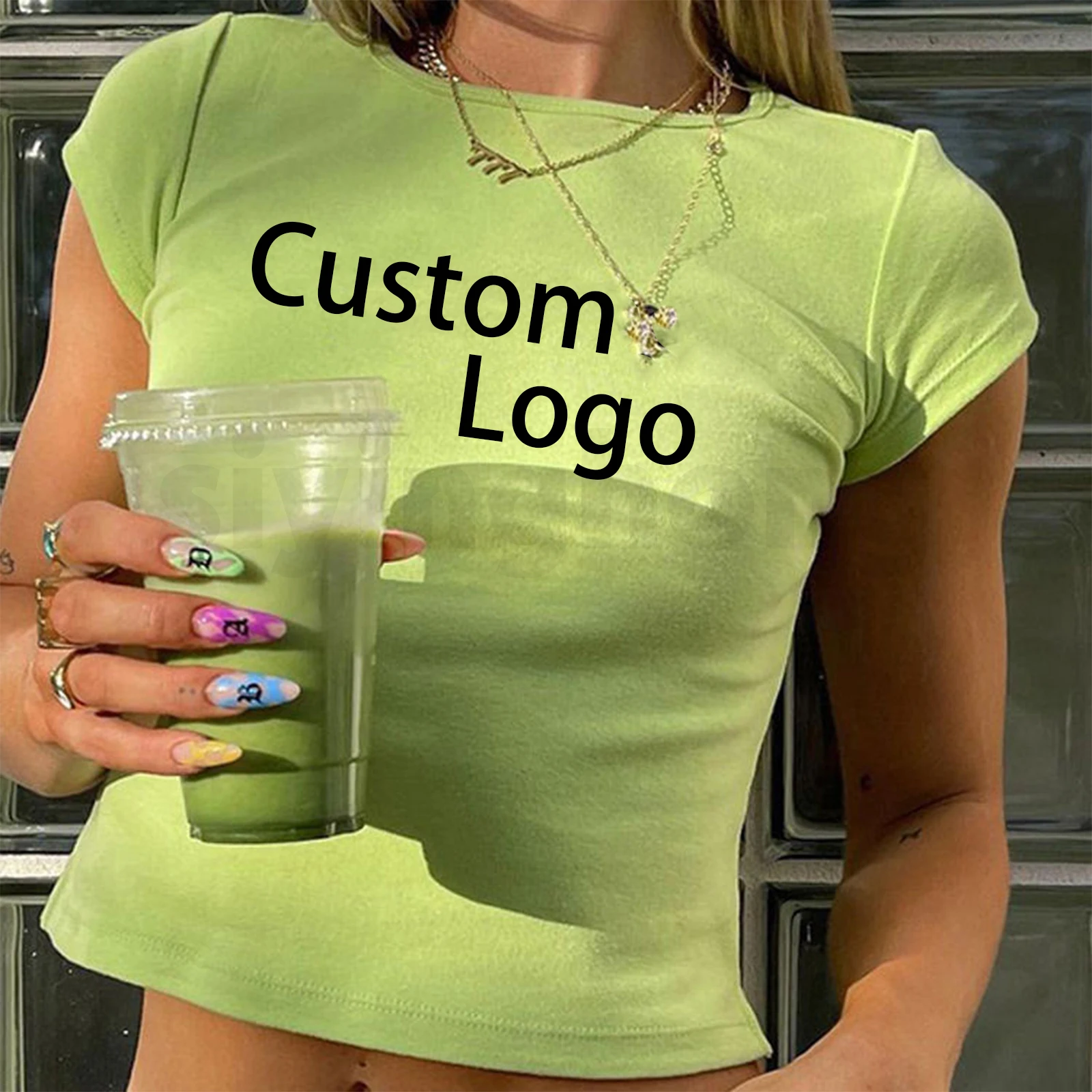 2024 Oem Manufacturer Custom Print Logo T Shirt Plain Black Cotton Basic Crop Top Tshirt Ladies Y2K Blank Baby Tee For Women