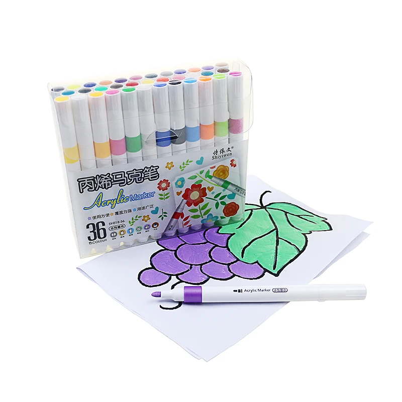 BECOL Wholesale Graffiti Painting 36 Colors Acrylic Marker Water Based Ink Acrylic Paint Marker Pen Set for DIY Painting