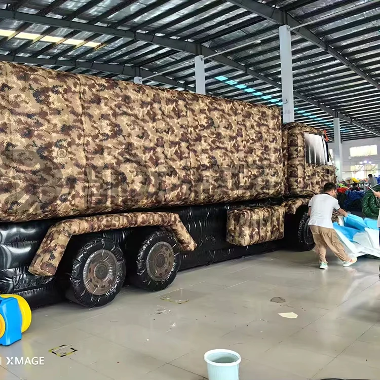 PVC inflatable cartoon customized Inflatable tank truck artificial truck for sale