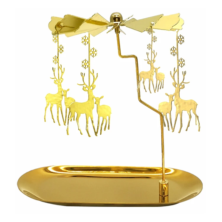 Spinning Candle Carousel Angel Windmill Christmas Rotary Tealight Holder