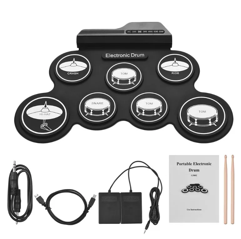 
Portable educational learning electronic roll up drum with 7 silicon pads,silicon roll up drum kit 