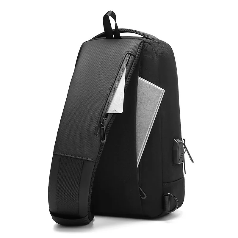
Travel crossboy polyester men chest bag USB single shoulder sling bag 