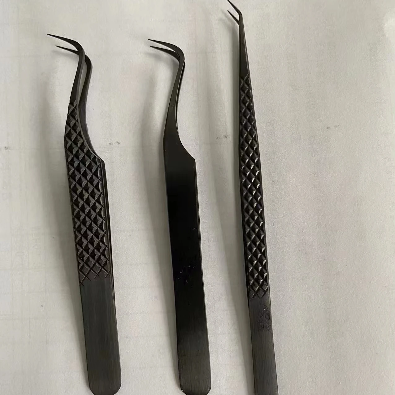 Print Logo Nano Grip Microfiber Eyelash Tweezers Pink 7Pcs Volume Lash Extension Fiber Tips Tweezers Set