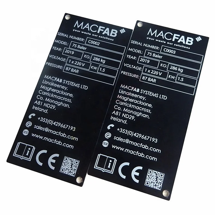 Laser Engraving Serial Number Plates Anodized Aluminium Asset Tracking Tags Custom Printing Metal QR Code Barcode Labels