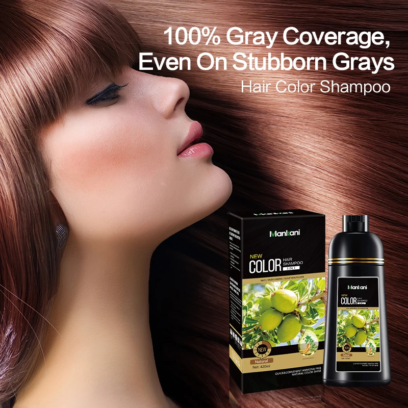 OEM Organic Natural Liquid no side effect black hair dye shampoo color change organic natural grey hair coloring shampoo dye