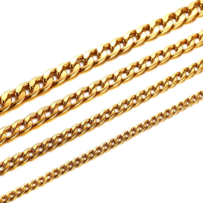 
Wholesale collares para hombre stainless steel chunky NK 18k Gold Plated curb chain necklace 