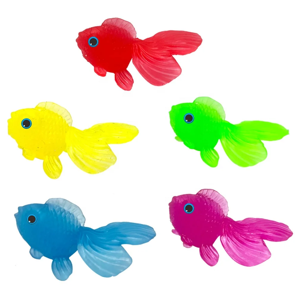 Cheap Capsule toys promotion TPR Fish Candy Colors Soft Rubber Goldfish Toys