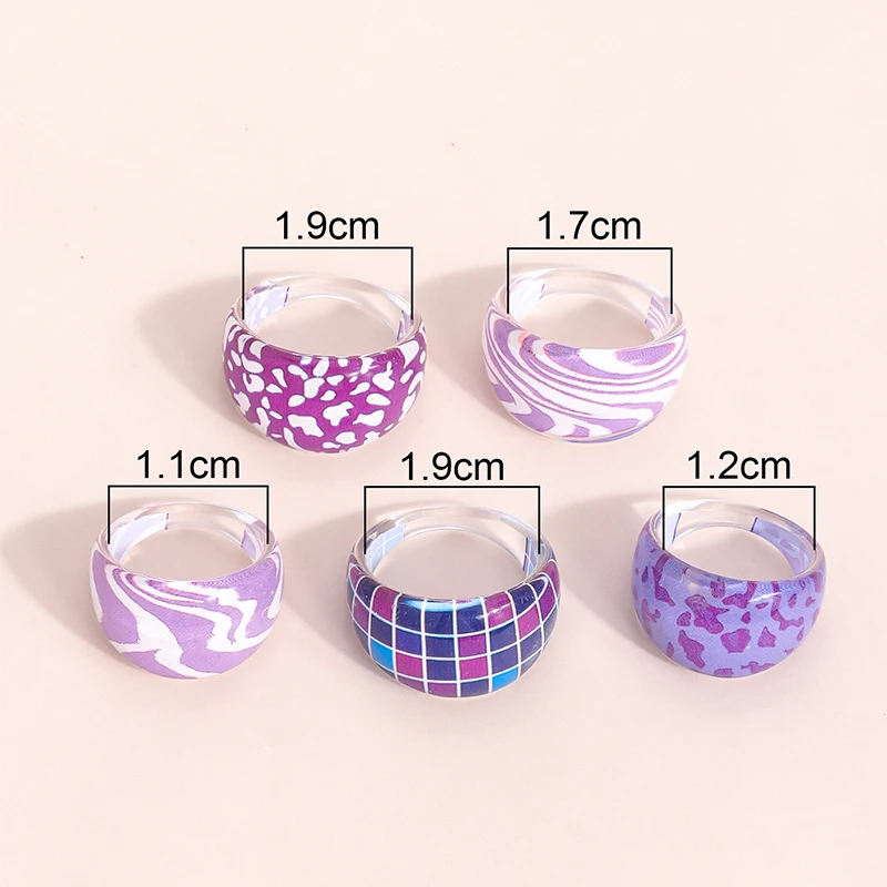 Hot Sales Ins Style Patchwork Pattern Plastic Ring