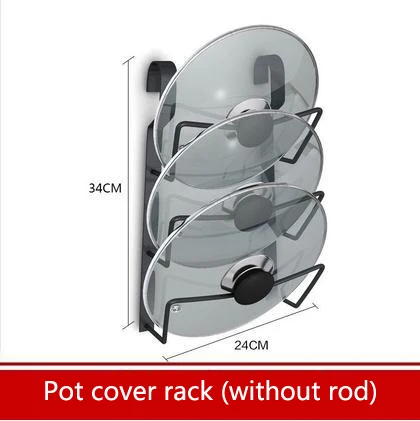 3 Layers Pan Pot Cover Lid Storage Rack Holder Wall-Mounted Stainless Steel Pot Lid Rack