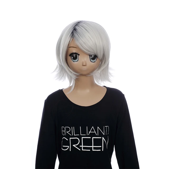 Заводская оптовая продажа Омбре парик корневой краситель смешанного цвета серебро 30 см