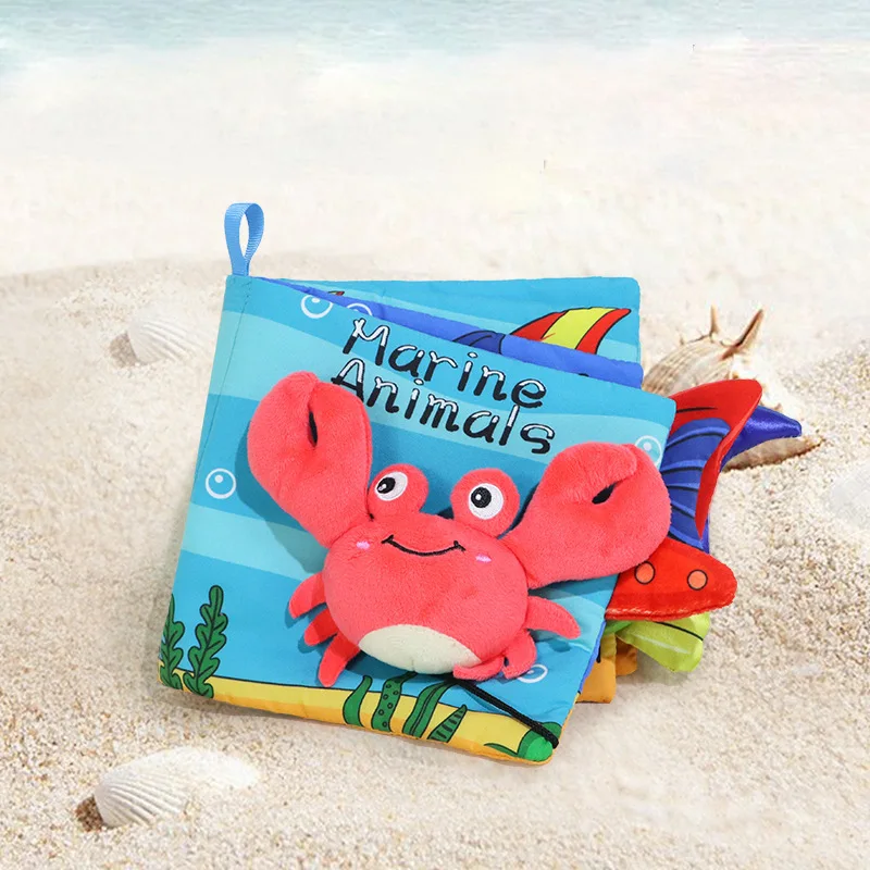 Story Cloth Books  Interactive Colorful Bugs and Marine Animals Crab Soft Fabric Book for Early Educational