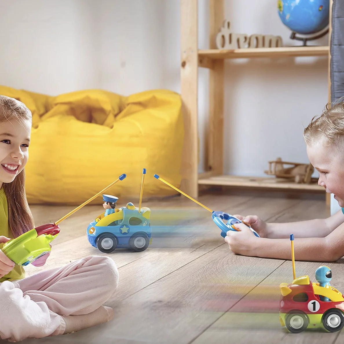 2024 Newest Cartoon Rc Race Car Police Vehicle Cute 2 Channels Radio Remote Control Toy With Light And Music For Kids Gift