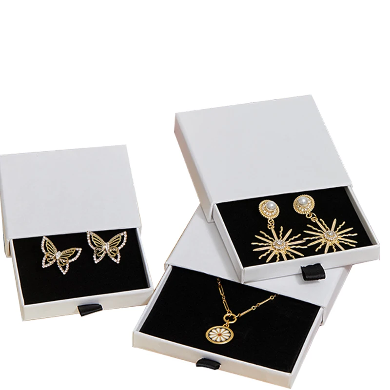 Custom logo 1.7cm Min.Height cardboard jewelry packaging drawer gift box for necklace earrings bracelet