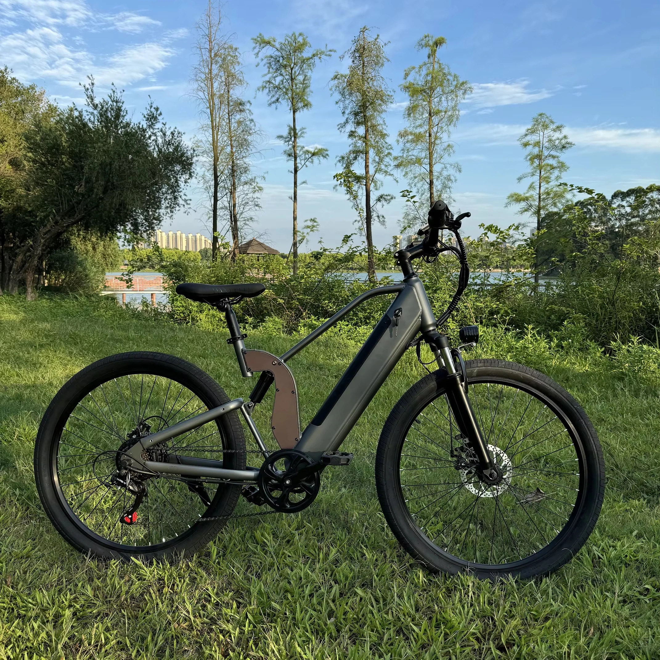 ADN-G350-1 36V8AH Electric Bicycle 350W Rear Hub Motor 7 Speed Adults City Ebike 26*2.4 Tire Iron Frame Electric Commuting Bike
