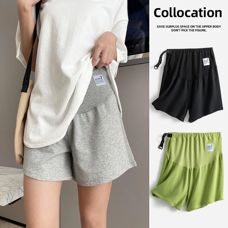 New Side Stitch Thread Cotton Comfortable Skin-friendly Casual Shorts 2021 Maternity Pants Adjustable Spring Summer