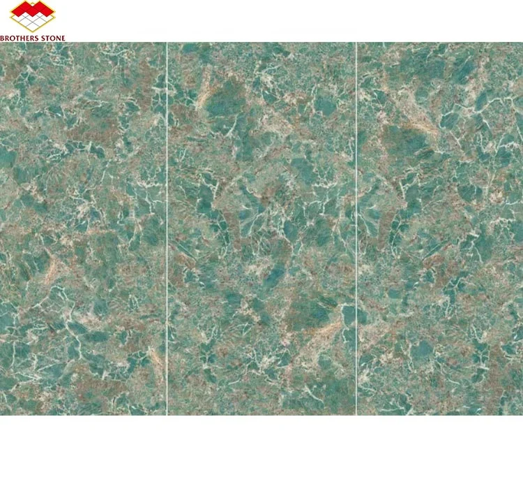 Modern Glossy Sintered Stone Slab Cut-to-Size Amazon Green Quartzite Sintered Stone for Hall Living Room Wall Floor Tiles