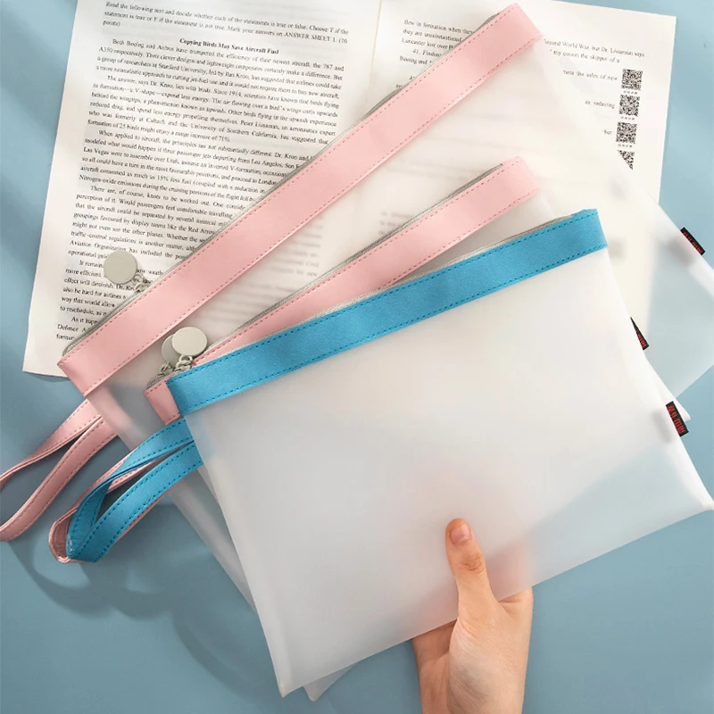 Wholesale Office Supplies Folder Plastic A4 Portable Transparent Plastic File Bag