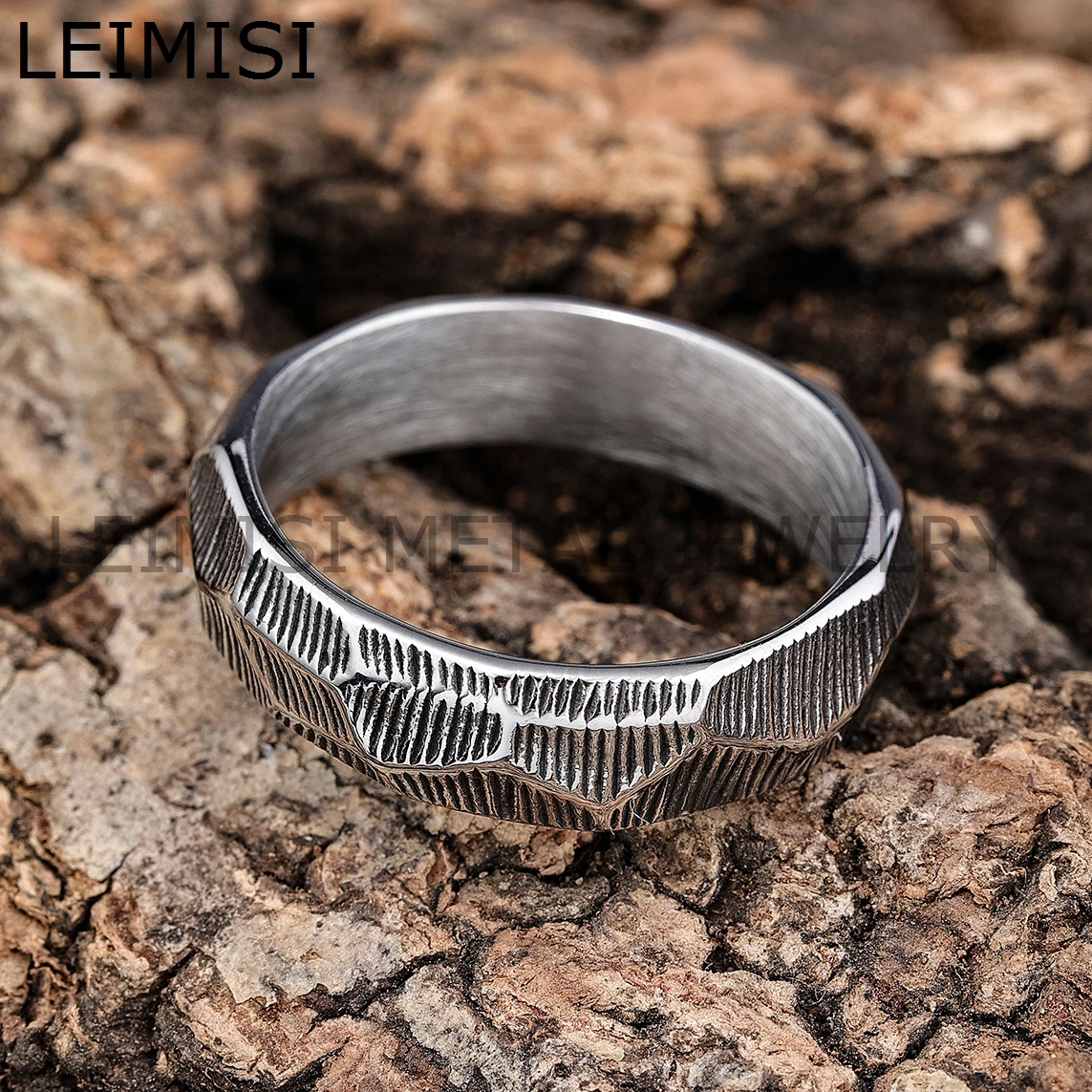 Handmade Vintage 6mm Stainless Steel Hammered Stamping  Irregular Wedding Couple Bands Rings for Men Women