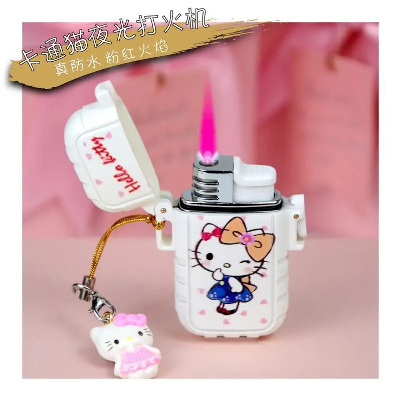 Cute Pendant Cartoon Torch Lighter Pink Flame Waterproof Detachable Lighter