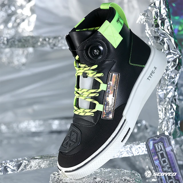 SCOYCO Black Biker Boots Men Motorcycle Riding Shoes