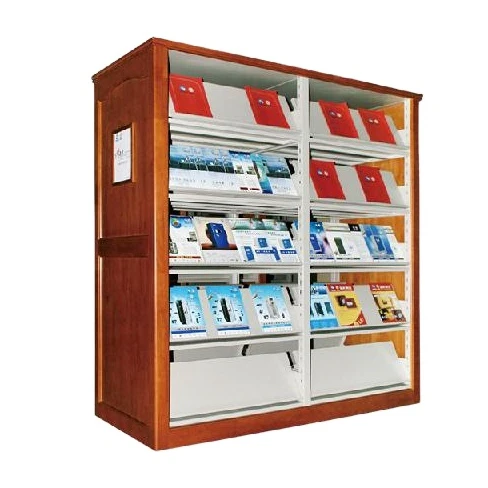 
JINHU GROUP Exquisite structure book shelfs of library school museum manufactue double column & side 5 layer oak journal shelf 