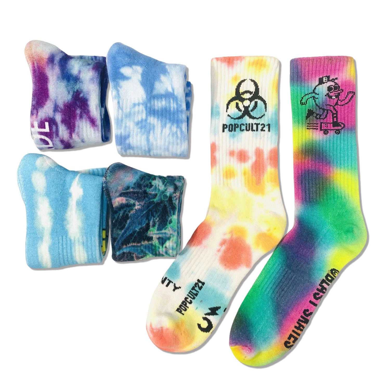 Wholesale tie-dyed socks for both men and women can be  printed socks with personality patterns