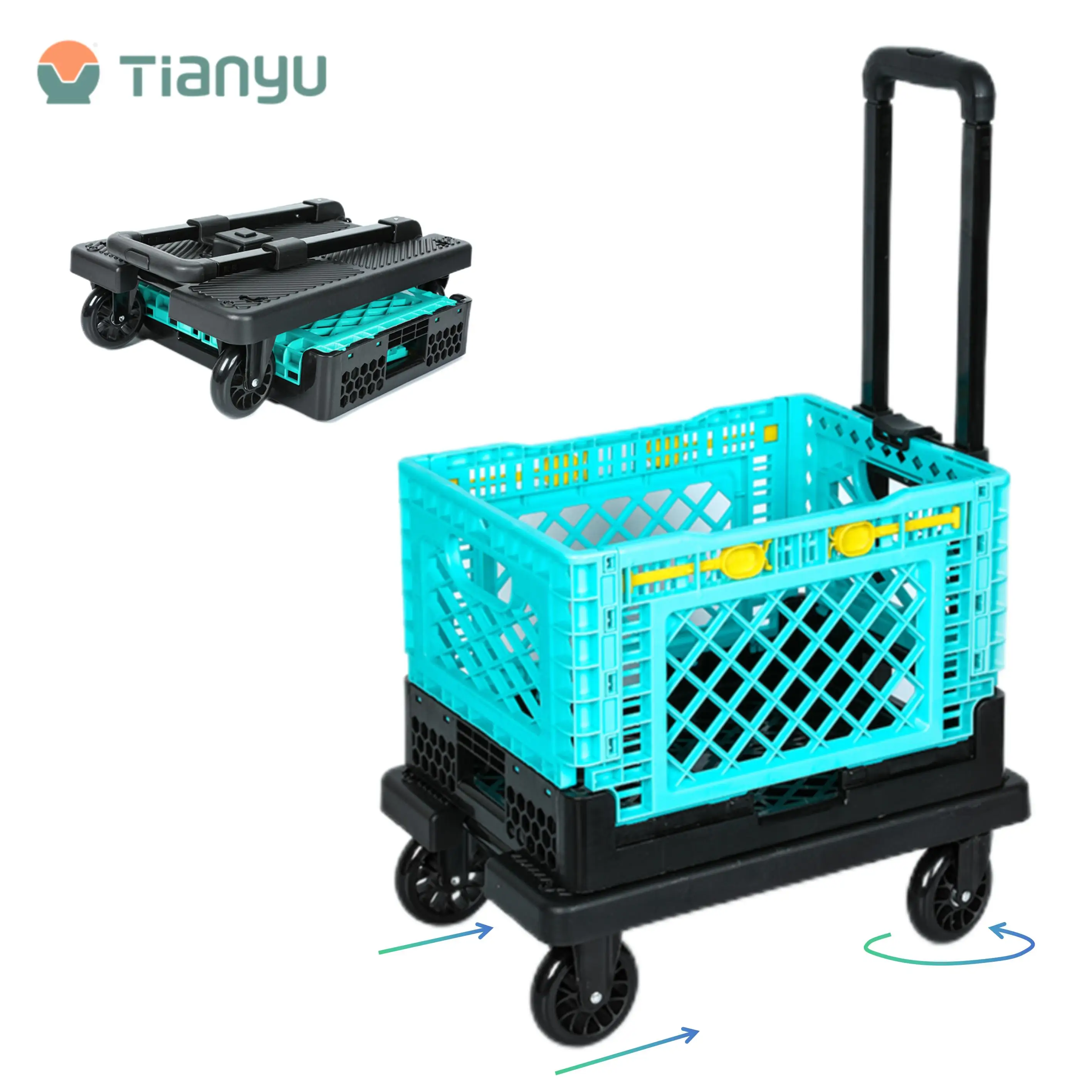 Customized Portable 4-Wheel Hand Truck with Strong Load Capacity Household Multifunctional Folding Cart