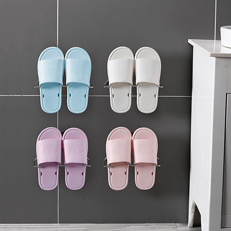 
Home bathroom door stainless steel shoe rack wall hanging wall mounted space saving cheap slipper rack 