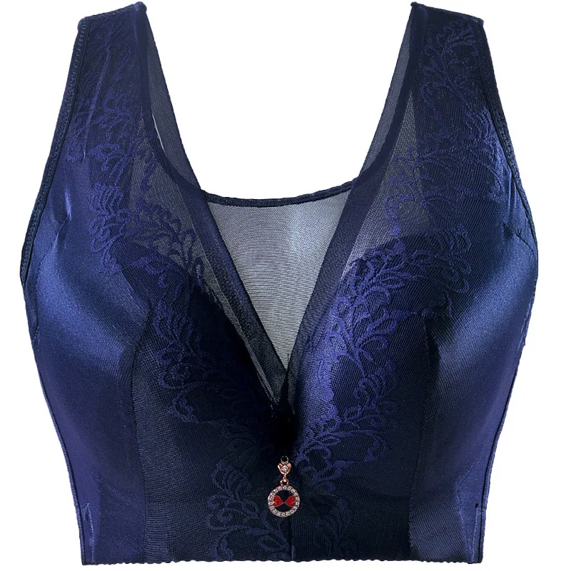 Embroidery Wire Free Bras for Women Push Up Lace Underwear Sexy Lingerie Femme 34 to 50 Plus Size Bra