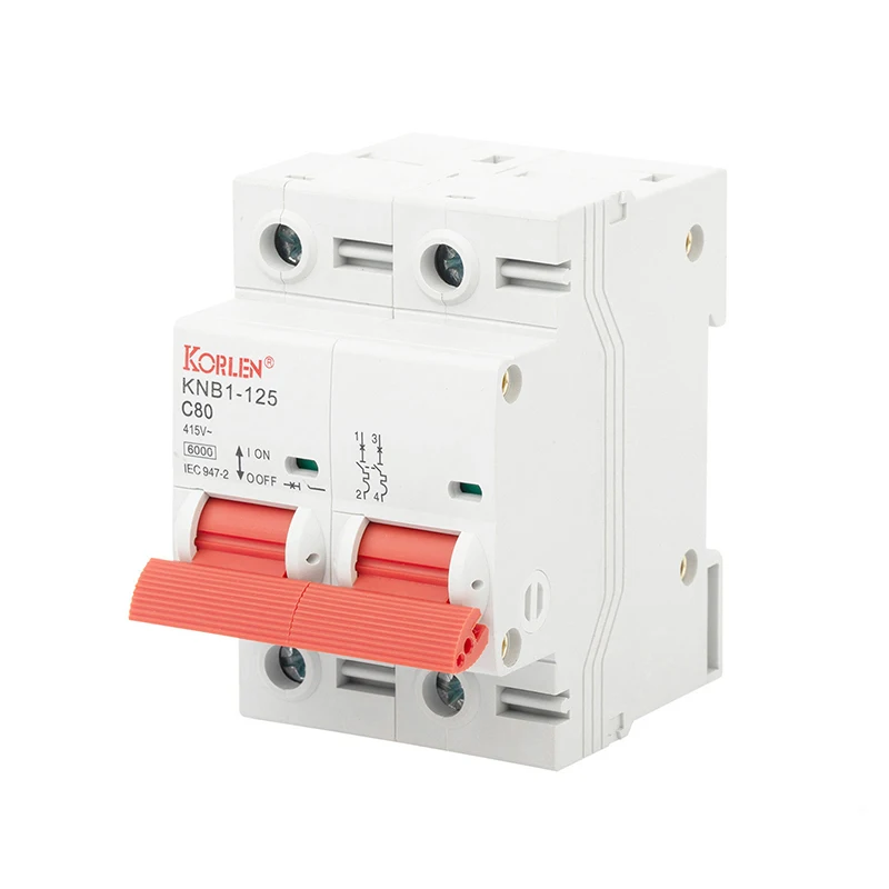 Korlen Wenzhou 125A 100A 80A 63A 10KA 6KA Standard Din Rail AC 50/60Hz Miniature CE CCC Size Miniature Circuit Breakers