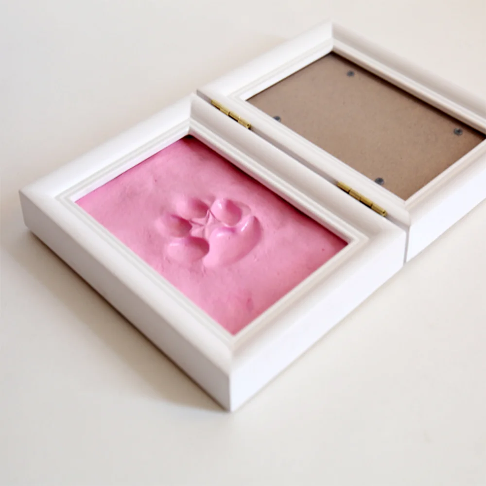 Pet Memorial Shadow Box with Clay Paw Print Impression Kit Dog & Cat Folding Frame for Pet Lover