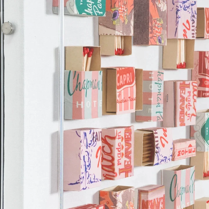 Home Decor Abstract Handmade Mixed Media Artwork With Acrylic Shadow Box 3D Match Painting And Wall Art