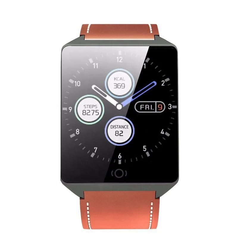 new arrival android smart watch leather Fitness tracker sport wrist band mens leather strap smart watch