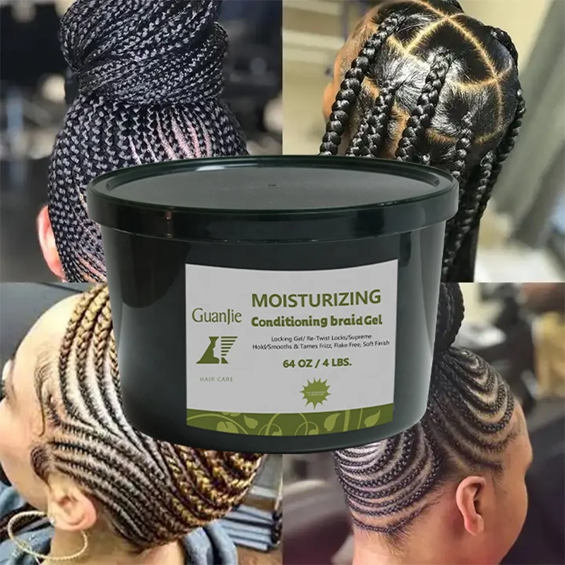African Hair Styling Products Edge Control Wax Braid Gel 64oz Big Size Extra Hold Loc Twist Conditioning Shining Braid Gel